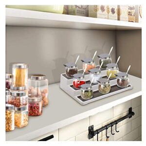 3pcs/pack Non Skid 3 Tier Lazy Susan White Grey Silicon Surface Spice Racks Kitchen Can Shelf Home Countertop Organizer Bathroom Storage Pantry Cabinet, 14.4"/36.5cm (W) X 9.5"/24cm(D) X 3.3"/8.5cm(H)