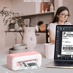 Pink Label Printer, Thermal Label Printer 4x6, Shipping Label Printer for Small Busines, Thermal Printer Compatible with Amazon, Ebay, Shopify, Etsy, UPS, FedEx, DHL, etc