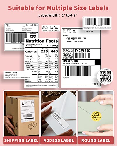 Pink Label Printer, Thermal Label Printer 4x6, Shipping Label Printer for Small Busines, Thermal Printer Compatible with Amazon, Ebay, Shopify, Etsy, UPS, FedEx, DHL, etc