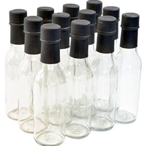 nicebottles Clear Glass Woozy Bottles with Shrink Capsules, 5 Oz, Case of 12