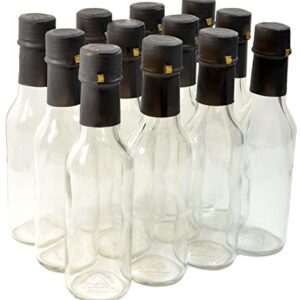 nicebottles Clear Glass Woozy Bottles with Shrink Capsules, 5 Oz, Case of 12