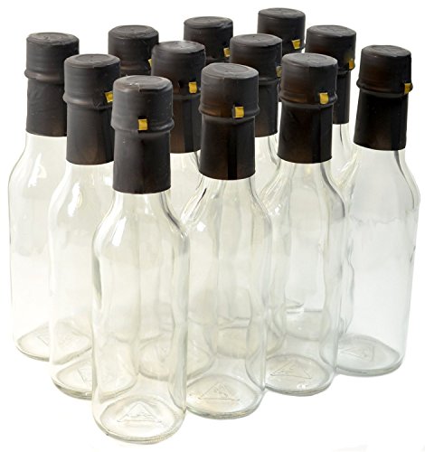 nicebottles Clear Glass Woozy Bottles with Shrink Capsules, 5 Oz, Case of 12