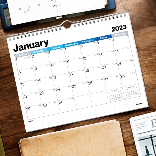 Dunwell Wall Calendar 2023 - (8.5x11, Blue Shades) Office Calendar 2023, Spiral Bound Hanging Calendar for Wall or Desk, Monthly Calendar 8.5 x 11