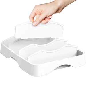 SimpleHouseware Food Container Lid Organizer, Adjustable Dividers Lids Storage, 13''x10'', White