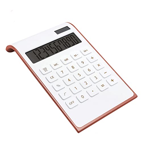 Rose Gold Calculator, UPIHO Rose Gold Office Supplies and Accessories, 10 Digits Solar Battery Basic Office Calculator, Dual Power Desktop Calculator with Large LCD Display, Pink Office Supplies