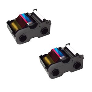 fargo printer ymcko color ribbons for dtc1000 and dtc1250e – 2 pack bundle