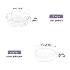 2 Pack Puricon Clear Lazy Susan Turntable Organizer (12 Inch & 10"), Plastic Rotating Tray Home Edit Lazy Susan Spice Rack Cabinet Organizer for Pantry Countertop Kitchen Fridge Bathroom -High Edge