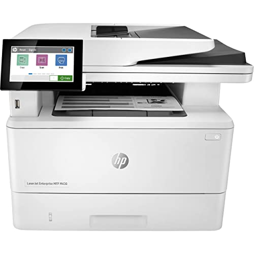 HP Laserjet Enterprise MFP M430f All-in-One Wired Monochrome Laser Printer, White - Print Scan Copy Fax - 4.3" LCD, 40 ppm, Auto Duplex Printing, 50-Sheet ADF, Ethernet, Cbmou Printer_Cable