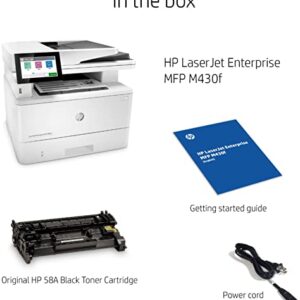 HP Laserjet Enterprise MFP M430f All-in-One Wired Monochrome Laser Printer, White - Print Scan Copy Fax - 4.3" LCD, 40 ppm, Auto Duplex Printing, 50-Sheet ADF, Ethernet, Cbmou Printer_Cable