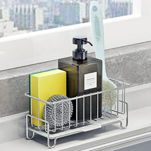 kitchen countertop sponge holder, sus 304 stainless steel dish soaporganizer, basket for cleaning and scrub tool, kitchen sink brush caddy holder