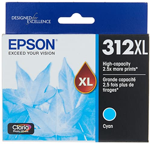 EPSON T312 Claria Photo HD -Ink High Capacity Cyan -Cartridge (T312XL220-S) for select Epson Expression Photo Printers