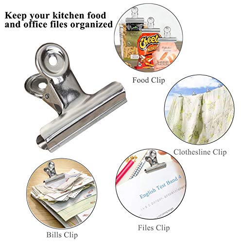 Jxystore Chip Clips Bag Clips Food Clips 3 Sizes 18 Pack, Heavy Duty Stainless Steel Clips for Bag, All-Purpose Air Tight Seal Clip Cubicle Hooks for Office School Home