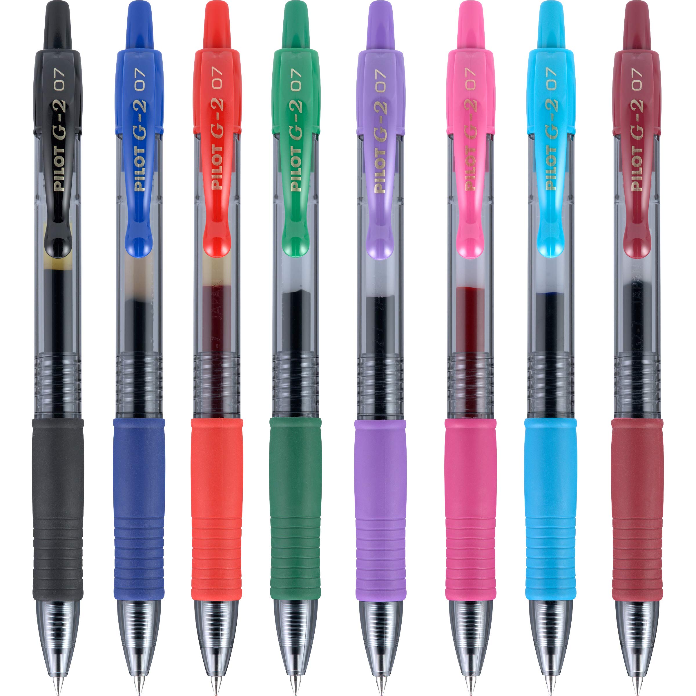 PILOT G2 Premium Refillable and Retractable Rolling Ball Gel Pens, Fine Point, Assorted Color Inks, 8-Pack Pouch (31128)