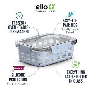 Ello Duraglass Glass Food Storage Meal Prep Containers /Bowls with Silicone Sleeve and Airtight Lids, 10 Piece 5 Pack, Melon, 3.4 Cups, Mixed