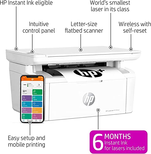 HP Laserjet Compact Wireless Monochrome All-in-one Laser Printer with HP+, Print Copy Scan 3-in-1 for Home Office, 21ppm, Mobile Printing, Wi-Fi, Bonus 6 Months Instant Ink, Lanbertent Printer Cable