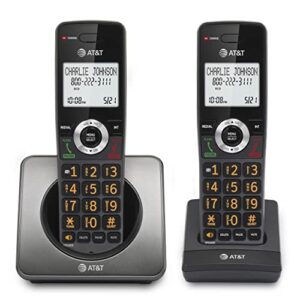 AT&T GL2101-2 DECT 6.0 2-Handset Cordless Home Phone with Call Block, Caller ID, Full-Duplex Handset Speakerphone, 2" White Backlit Display, Lighted Keypad (Graphite & Black)