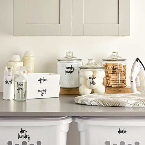 Talented Kitchen 141 Laundry Room Labels for Jars and Containers, Preprinted Black Script Stickers for Linen Closet, Bathroom Organization, Cleaning Supplies (Water Resistant)