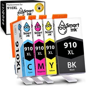 smart ink compatible ink cartridge replacement for hp 910xl 910 xl (black xl & c/m/y xl 4 combo pack) to use with officejet pro 8025 8020 8028 8035 8023 officejet 8022 8010 8015