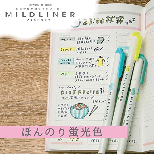 Zebra Mildliner WKT7-5C-N Highlighter, Slightly Fluorescent Colors, 5 Colors