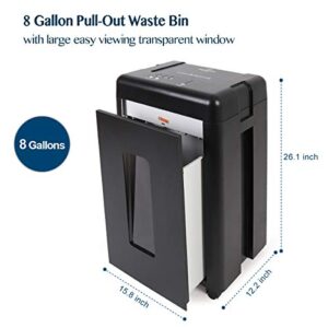 WOLVERINE 15-Sheet Super Micro Cut High Security Level P-5 Heavy Duty Paper/CD/Card Shredder for Home Office, Ultra Quiet by Manganese-Steel Cutter and 8 Gallons Pullout Waste Bin SD9520 (Black ETL)