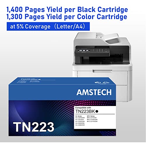 TN223 TN 223 BK/C/M/Y Toner Cartridge 4 Pack Compatible for TN-223 TN-223BK/C/M/Y Toner for Brother TN227 HL-L3270CDW HL-L3290CDW HL-L3210CW HL-L3230CDW MFC-L3710CW MFC-L3750CDW MFC-L3770CDW Printer