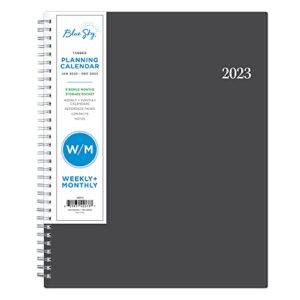 blue sky 2023 weekly and monthly planner, january – december, 8.5″ x 11″, flexible cover, wirebound, passages (142073)