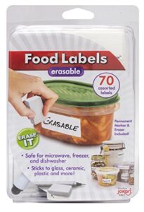 jokari label erasable food labels with markers, 70 assorted labels