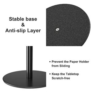 Black Paper Towel Holder Countertop - Free Standing Paper Towel Holder Stand for Kitchen Rolls, Non Slip Paper Towel Roll Holder, Modern Kitchen Countertop Organizer Fits Most Size Paper Roll