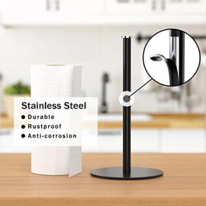 Black Paper Towel Holder Countertop - Free Standing Paper Towel Holder Stand for Kitchen Rolls, Non Slip Paper Towel Roll Holder, Modern Kitchen Countertop Organizer Fits Most Size Paper Roll