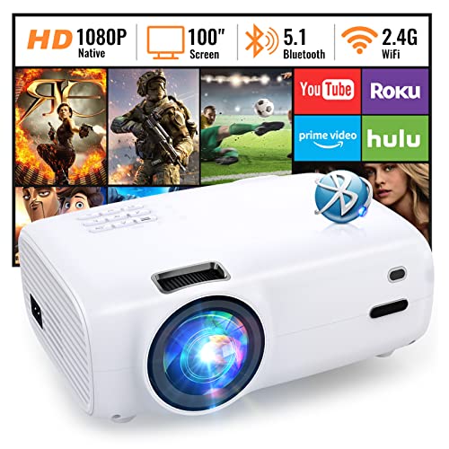 VYSER Projector, Projector with WiFi and Bluetooth 9800L Native 1080P Full HD Mini Projector with 100″ Screen, 300" Display Outdoor Movie Projector Compatible with TV Stick Phone Laptop