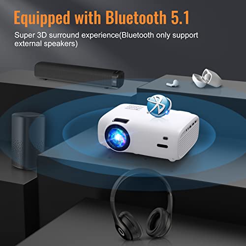 VYSER Projector, Projector with WiFi and Bluetooth 9800L Native 1080P Full HD Mini Projector with 100″ Screen, 300" Display Outdoor Movie Projector Compatible with TV Stick Phone Laptop