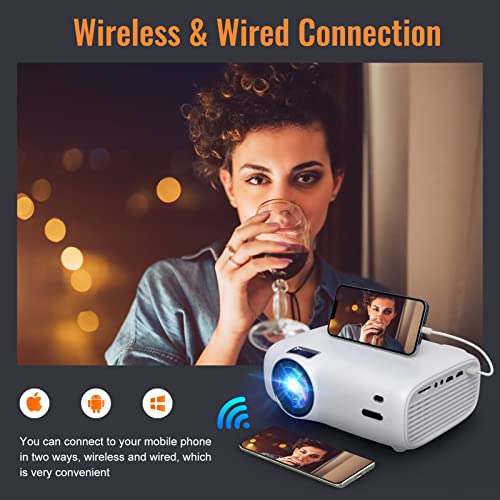 VYSER Projector, Projector with WiFi and Bluetooth 9800L Native 1080P Full HD Mini Projector with 100″ Screen, 300" Display Outdoor Movie Projector Compatible with TV Stick Phone Laptop