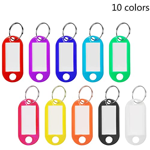 Plastic Key Tags 220 Pcs, Key Labels with Ring and Label Window, Key Chain ID Tags, Key Identifiers for Name, Luggage 10 Colors
