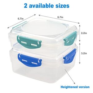 4 PCS Sandwich Containers - 100% Airtight & BPA-Free & Microwave and Dishwasher Safe Kitchen Storage Containers with Upgraded Snaps, Included 2 heightened Sandwich Containers for Lunch Boxes and 2 normal version