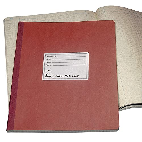 National Brand Computation Notebook, 4 X 4 Quad, Brown, Green Paper, 11.75 x 9.25 Inches, 75 Sheets (43648)