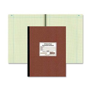 National Brand Computation Notebook, 4 X 4 Quad, Brown, Green Paper, 11.75 x 9.25 Inches, 75 Sheets (43648)