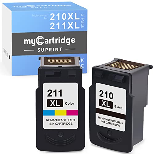 210XL 211XL Combo myCartridge SUPRINT Remanufactured Ink Cartridge Replacement for Canon 210XL 211XL Black Color for PIXMA MX410 IP2700 IP2702 MP240 MP250 MP495 MX340 Printer 210XL 211XL Ink Cartridge