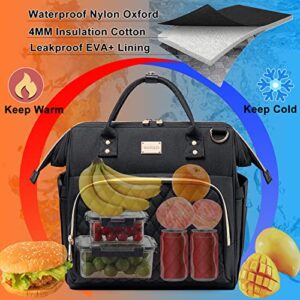 Weitars Lunch Bag for Women, Insulated Lunch Bag, Leak Proof Cooler Bag, Large Lunch Tote for Work with Side Pockets and Shoulder Strap Lunch Box for Women, Reusable Lunch Bag for Picnic School Beach