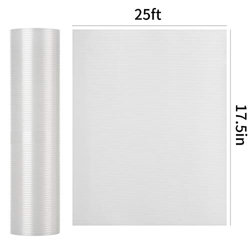BAKHUK Shelf Liner for Kitchen Cabinets, 17.5 Inches x 25 FT, Non Adhesive Cabinet Liner, Double Sided Non-Slip Drawer Liner, Washable Refrigerator Mats for Pantry Cabinet, Storage, Clear Ribbed