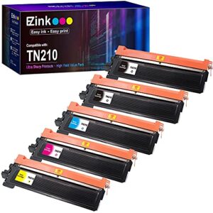 e-z ink (tm) compatible toner cartridge replacement for brother tn210 tn-210 to use with hl-3040cn hl-3070cw hl-3075cw dcp-9010cn mfc-9010cn mfc-9320cw (2 black, 1 cyan, 1 magenta, 1 yellow) 5 pack