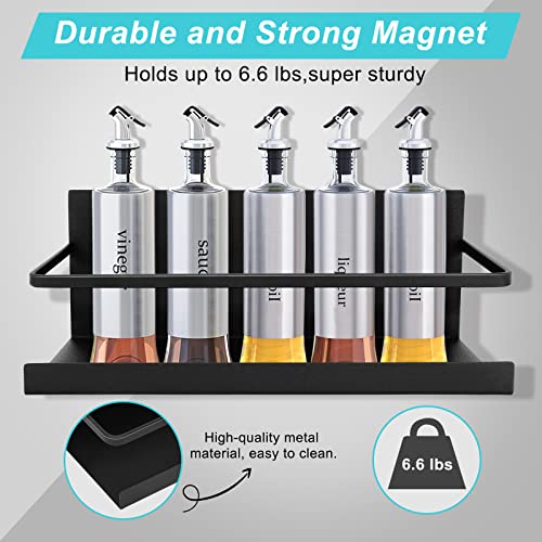Feokely 2 Pack Magnetic Spice Rack, Premium Quality Magnetic Spice Rack for Refrigerator, Strong Magnetic Spice Rack for Holding Jars, Perfect Space Saving Magnetic Shelf