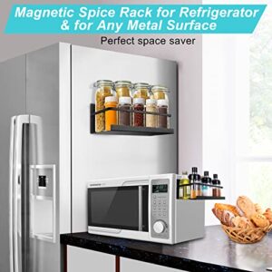 Feokely 2 Pack Magnetic Spice Rack, Premium Quality Magnetic Spice Rack for Refrigerator, Strong Magnetic Spice Rack for Holding Jars, Perfect Space Saving Magnetic Shelf