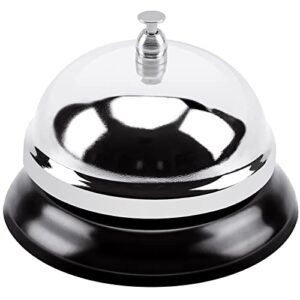mroco big call bells, 3.38 inch diameter, chrome finish, all-metal construction, desk bell service bell for hotels, schools, restaurants, reception areas, hospitals, warehouses (silver)