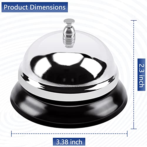 MROCO Big Call Bells, 3.38 Inch Diameter, Chrome Finish, All-Metal Construction, Desk Bell Service Bell for Hotels, Schools, Restaurants, Reception Areas, Hospitals, Warehouses (Silver)