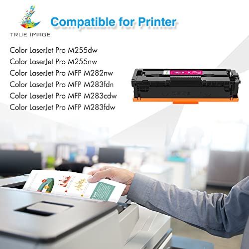 TRUE IMAGE Compatible Toner Cartridge Replacement for HP 206X 206A W2110A W2110X HP Color Pro M255dw MFP M283fdw M283cdw M283 M255 Printer Toner High Yield (Black Cyan Yellow Magenta, 4-Pack)