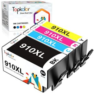 topkolor 910 xl compatible hp 910xl ink cartridges combo pack for hp 8025e 8025 8020 8035e 8035 8022 8028 e series printer, 4 pack