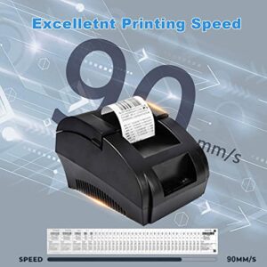 TeinenRon T5890K Receipt Printer 58mm Thermal POS Printer USB Desktop Barcode Bill Printer 90mm/s High Speed Mini Small Printing Machine Support ESC/POS for Shipping/Business/Restaurant/Kitchen