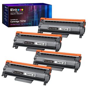 e-z ink pro compatible toner cartridge replacement for brother tn760 tn-760 tn730 to use with hl-l2350dw hl-l2395dw hl-l2390dw hl-l2370dw mfc-l2750dw mfc-l2710dw dcp-l2550dw (black,4 pack)