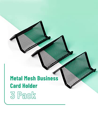 Mr. Pen- Metal Mesh Business Card Holder, 3 Pack, Black, Card Holder for Desk, Card Holder for Business Cards, Desk Card Holder, Business Card Stand, Business Card Display, Card Holder for Office