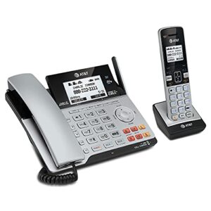 AT&T TL86103 2-Line Corded/Cordless for Small Business with Answering Machine, 2-Mailboxes, Connect-to-Cell, Caller ID Announcer, Intercom, Line-power, Long Range & Expandable to 12 Handsets